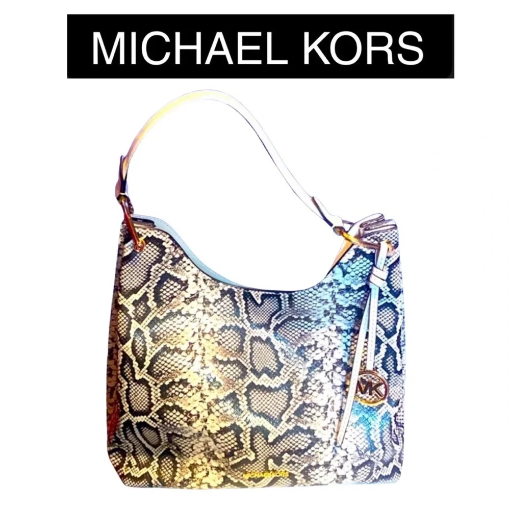 MICHAEL KORS Joan Large Shoulder Hobo Python Print Leather Bag, NWOT